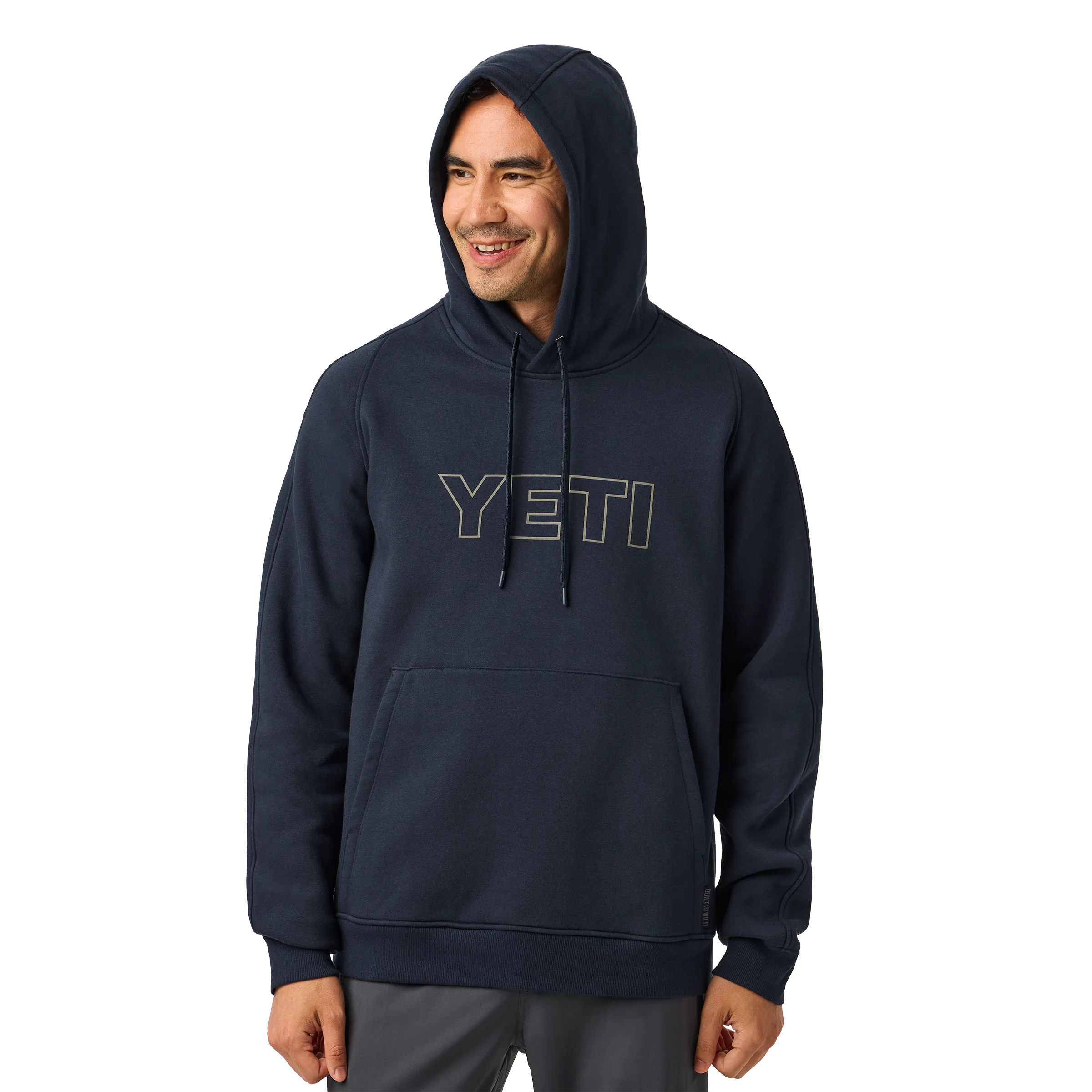 YETI® Logo Built for the Wild Fleece Hoodie Navy - Image 6