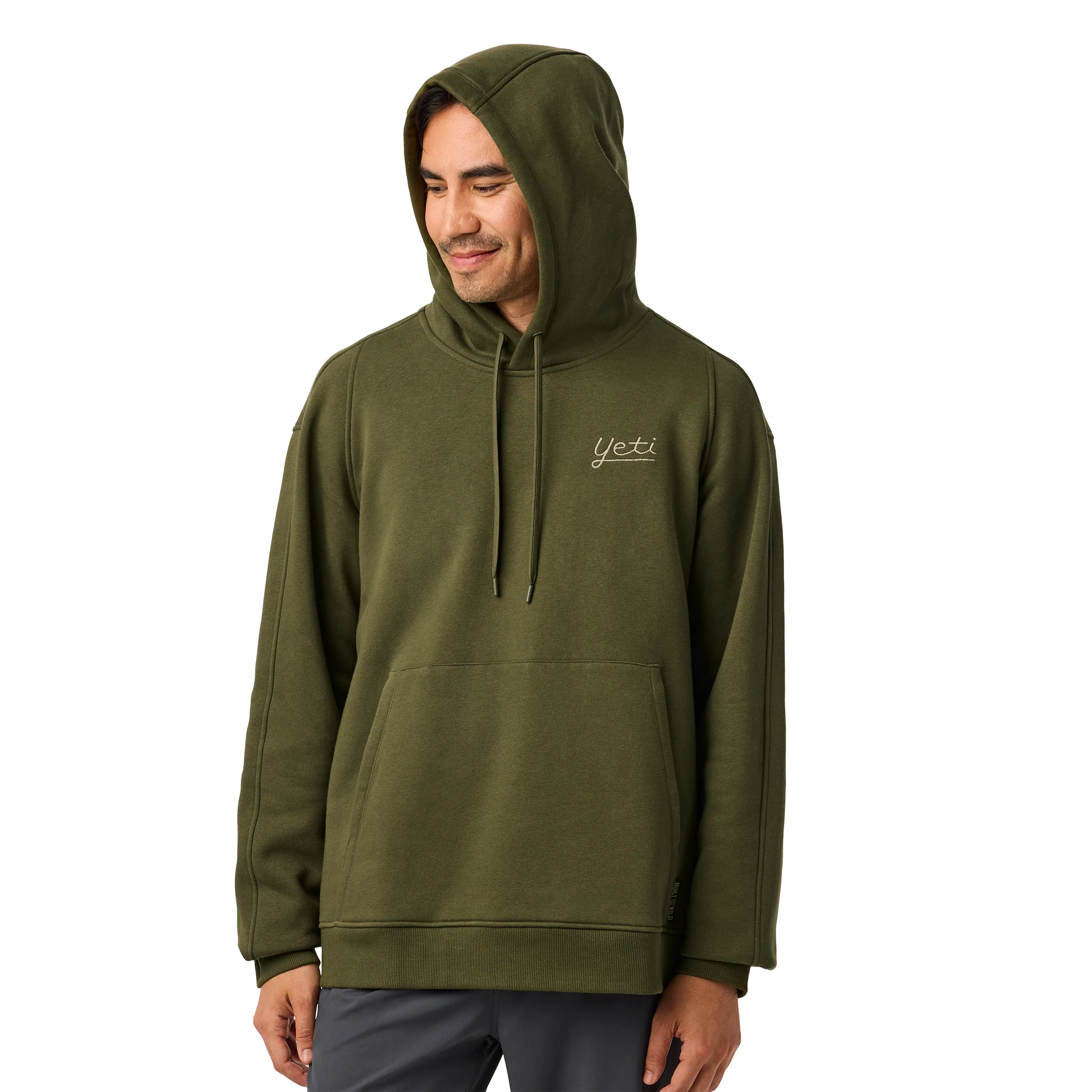 YETI® Script Built for the Wild Fleece Hoodie Olive - Image 7