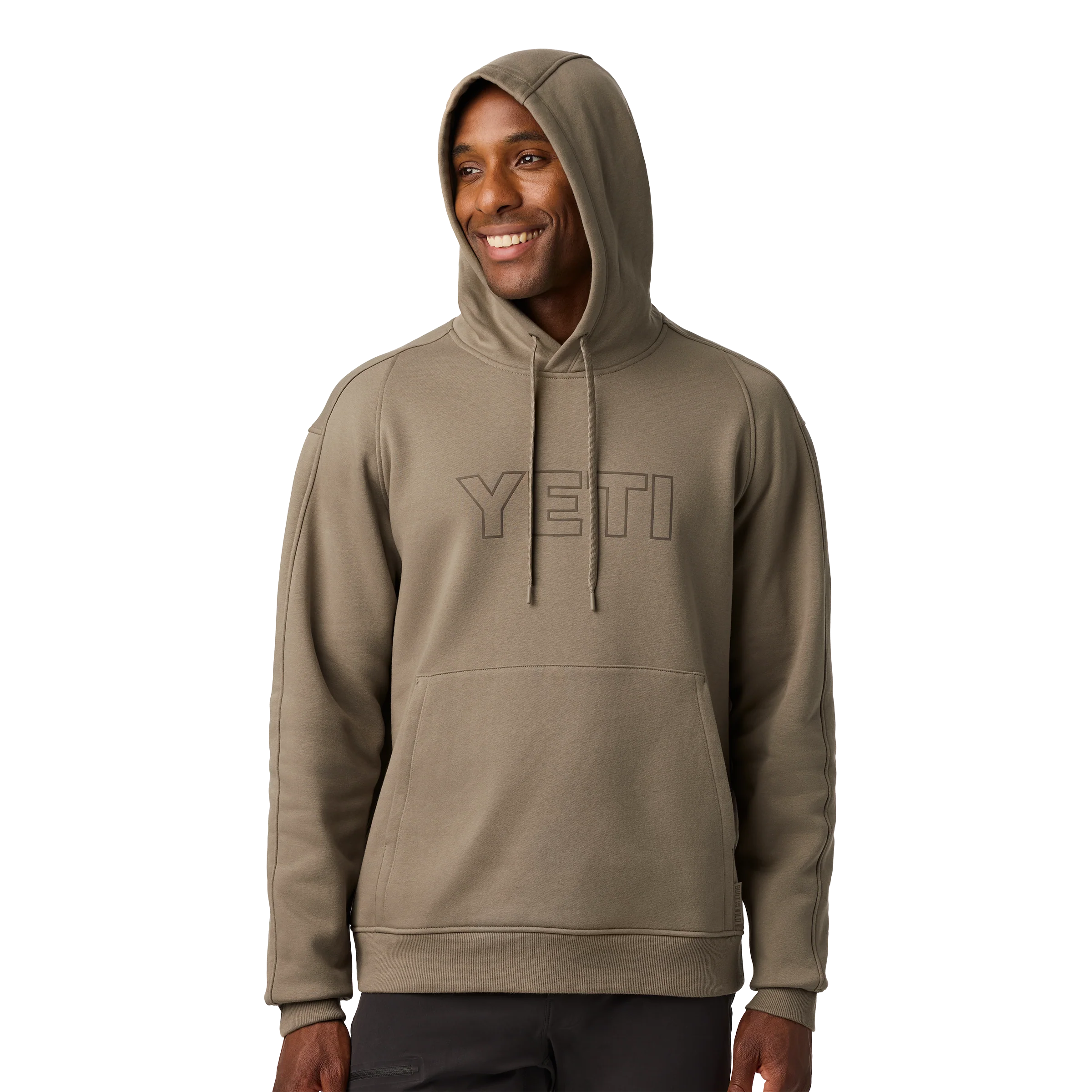 YETI® Logo Built for the Wild Fleece Hoodie Taupe - Image 6