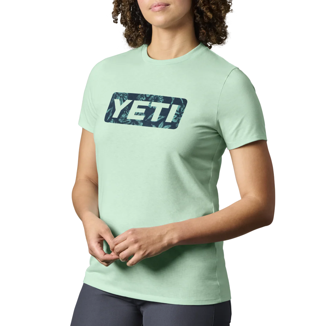 Womens Floral Logo Badge Short Sleeve T-Shirt Ice Blue - Image 2